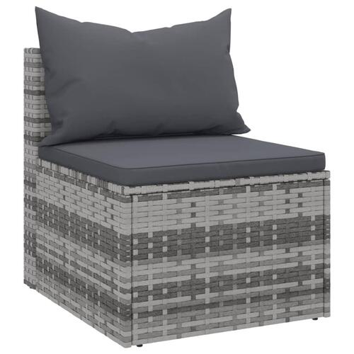 Midtermoduler til havesofa 2 stk. med hynder polyrattan grå