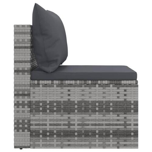 Midtermoduler til havesofa 2 stk. med hynder polyrattan grå