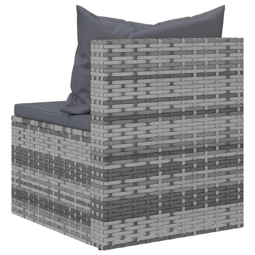 Midtermoduler til havesofa 2 stk. med hynder polyrattan grå