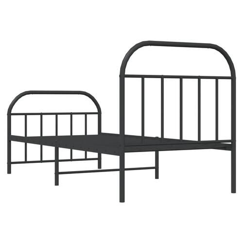 Sengeramme med sengegavl og fodgærde 80x200 cm metal sort