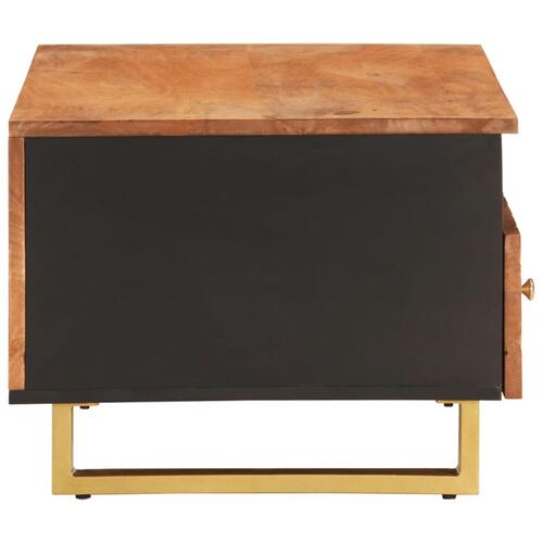 Sofabord 80x54x40 cm massivt mangotræ brun og sort
