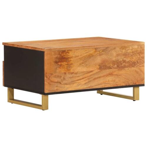 Sofabord 80x54x40 cm massivt mangotræ brun og sort