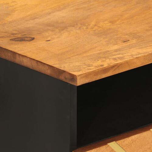 Sofabord 80x54x40 cm massivt mangotræ brun og sort
