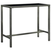 Barbord til haven 130x60x110 cm polyrattan og glas grå