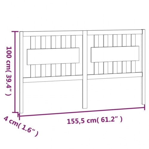 Sengegavl 155,5 × 4 × 100 cm i massivt fyrretræ