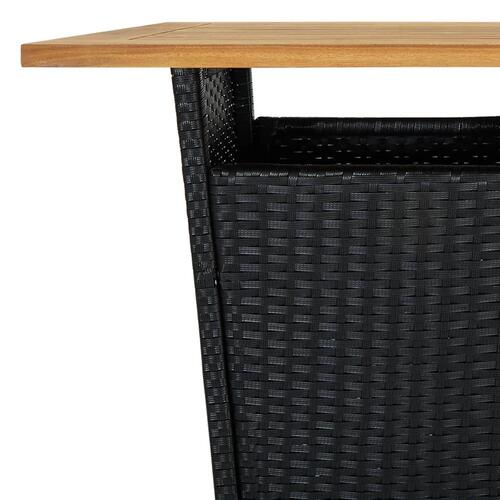 Barbord 60x60x110 cm polyrattan og massivt akacietræ sort