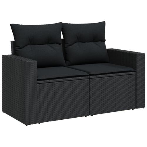 Sofasæt til haven 7 dele med hynder polyrattan sort