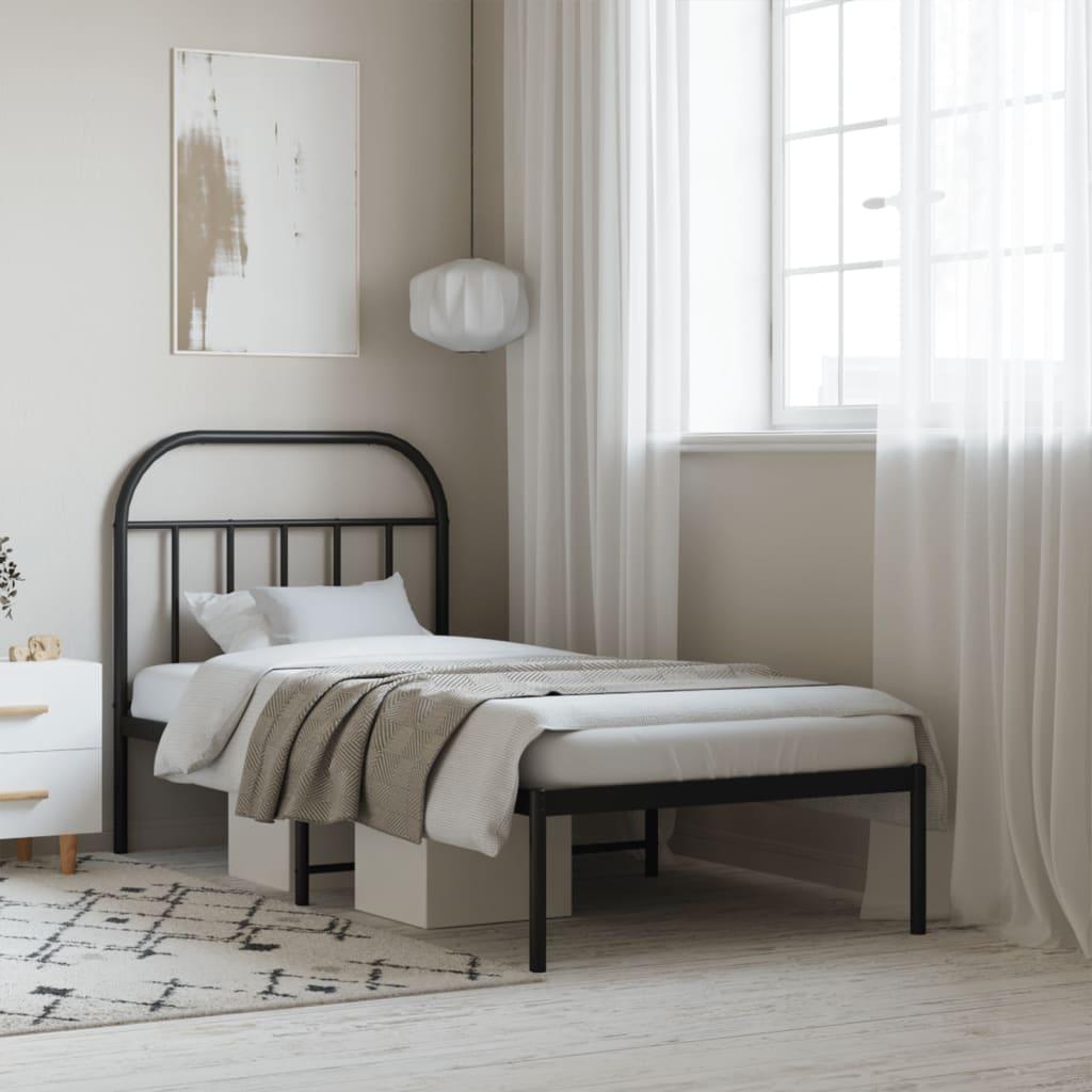 Sengeramme med sengegavl 90x200 cm metal sort