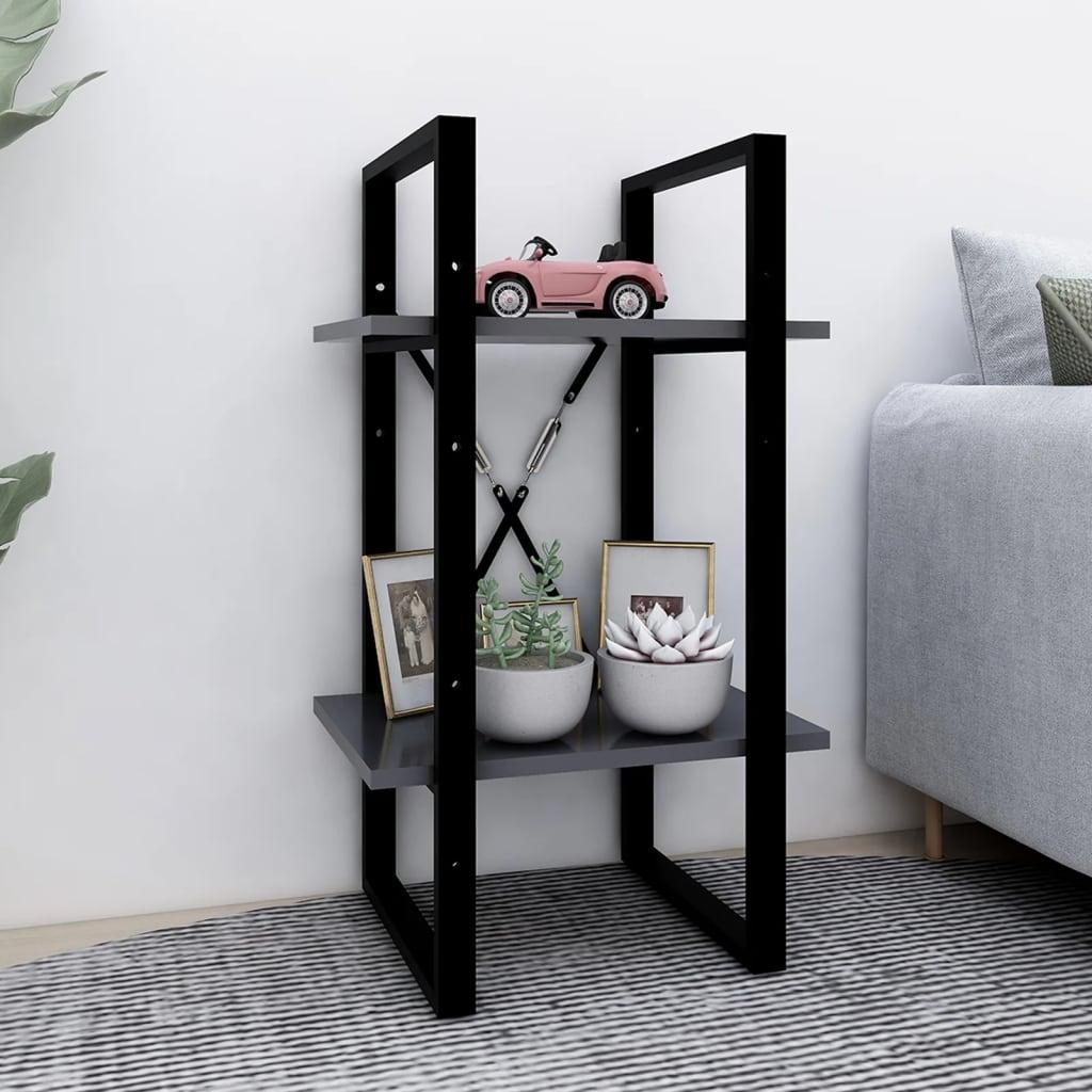 Bogreol med 2 hylder 40x30x70 cm konstrueret træ grå
