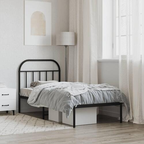 Sengeramme med sengegavl 90x200 cm metal sort