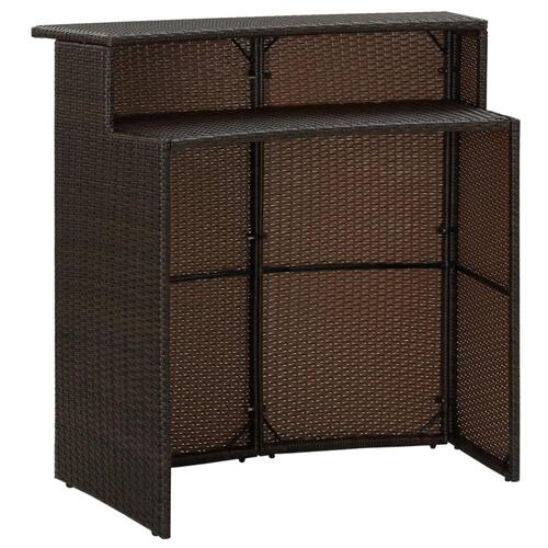 Barbord til haven 120x55x110 cm polyrattan brun