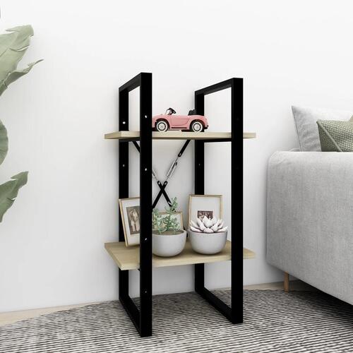 Bogreol med 2 hylder 40x30x70 cm konstrueret træ sonoma-eg