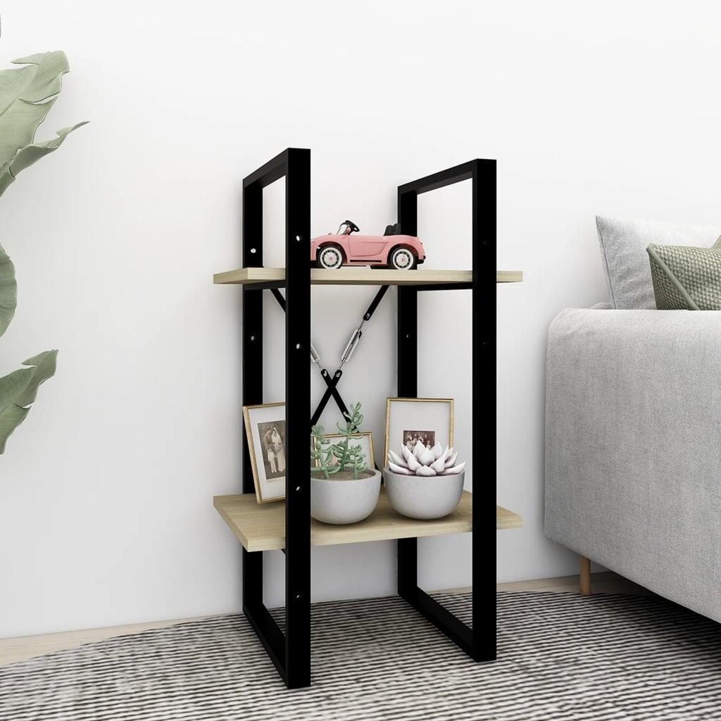 Bogreol med 2 hylder 40x30x70 cm konstrueret træ sonoma-eg