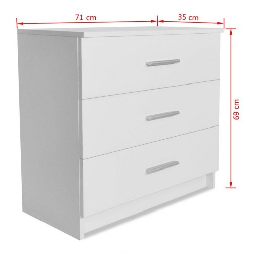 Kommode i konstrueret træ 71 x 35 x 68 cm hvid