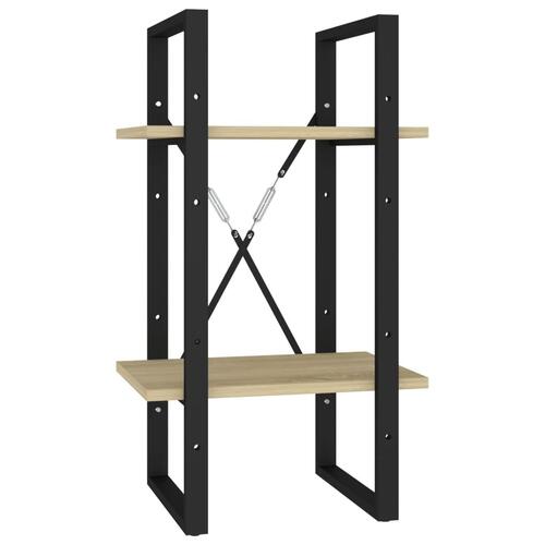 Bogreol med 2 hylder 40x30x70 cm konstrueret træ sonoma-eg
