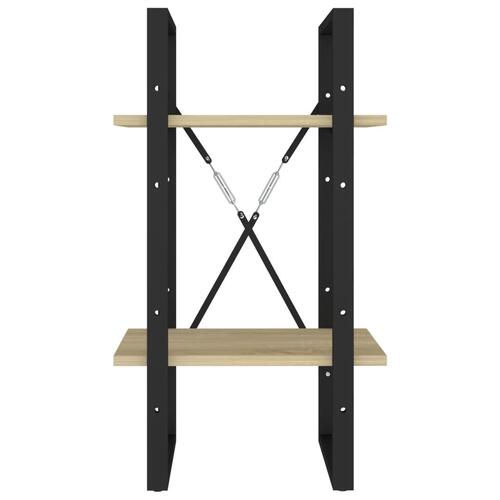 Bogreol med 2 hylder 40x30x70 cm konstrueret træ sonoma-eg