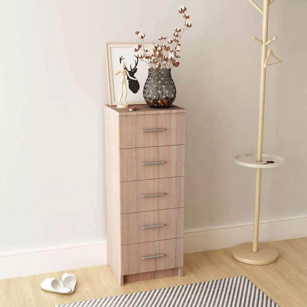 Høj kommode i spånplader 41 x 35 x 106 cm egetræ