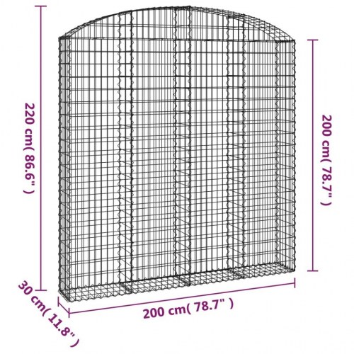 Buet gabionkurv 200x30x200/220 cm galvaniseret jern
