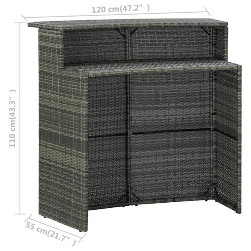 Barbord til haven 120x55x110 cm polyrattan grå