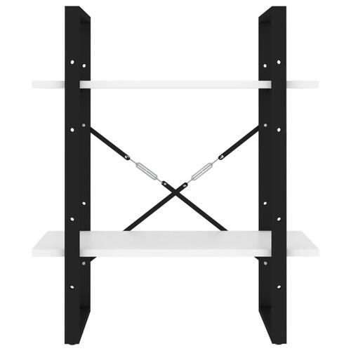 Bogreol med 2 hylder 60x30x70 cm konstrueret træ hvid