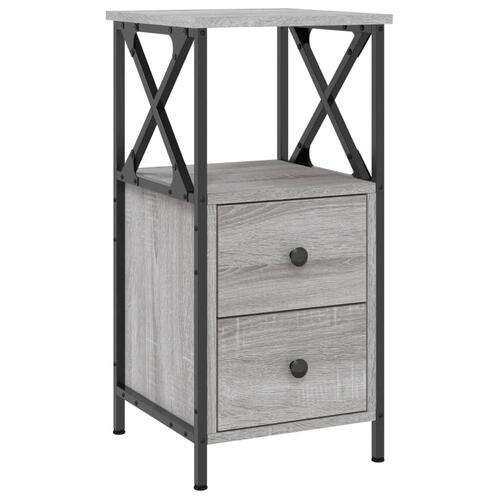 Sengeborde 2 stk. 34x35,5x70 cm konstrueret træ grå sonoma-eg