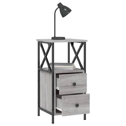 Sengeborde 2 stk. 34x35,5x70 cm konstrueret træ grå sonoma-eg