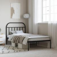 Sengeramme med sengegavl 100x200 cm metal sort