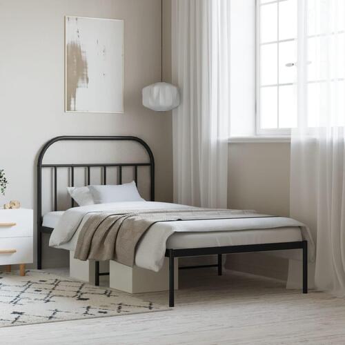 Sengeramme med sengegavl 100x200 cm metal sort