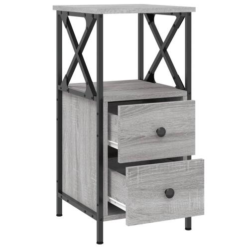 Sengeborde 2 stk. 34x35,5x70 cm konstrueret træ grå sonoma-eg