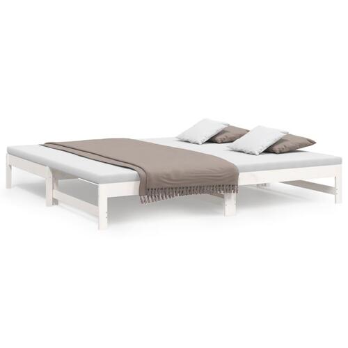Daybed med udtræk 2x(90x200) cm massivt fyrretræ hvid