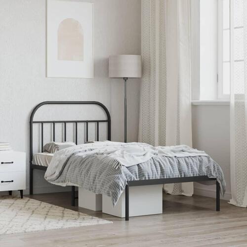 Sengeramme med sengegavl 100x200 cm metal sort