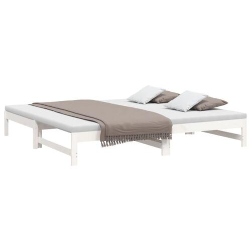 Daybed med udtræk 2x(90x200) cm massivt fyrretræ hvid