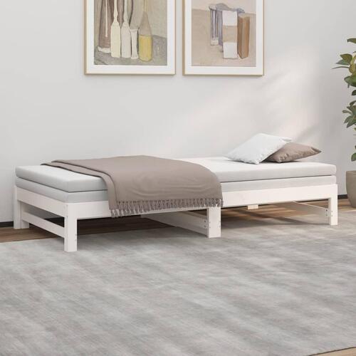 Daybed med udtræk 2x(90x200) cm massivt fyrretræ hvid
