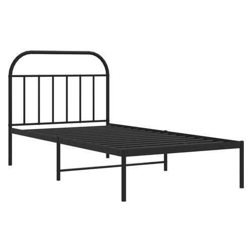 Sengeramme med sengegavl 100x200 cm metal sort