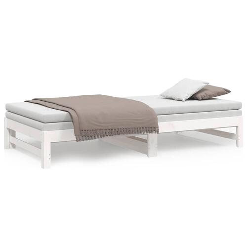 Daybed med udtræk 2x(90x200) cm massivt fyrretræ hvid