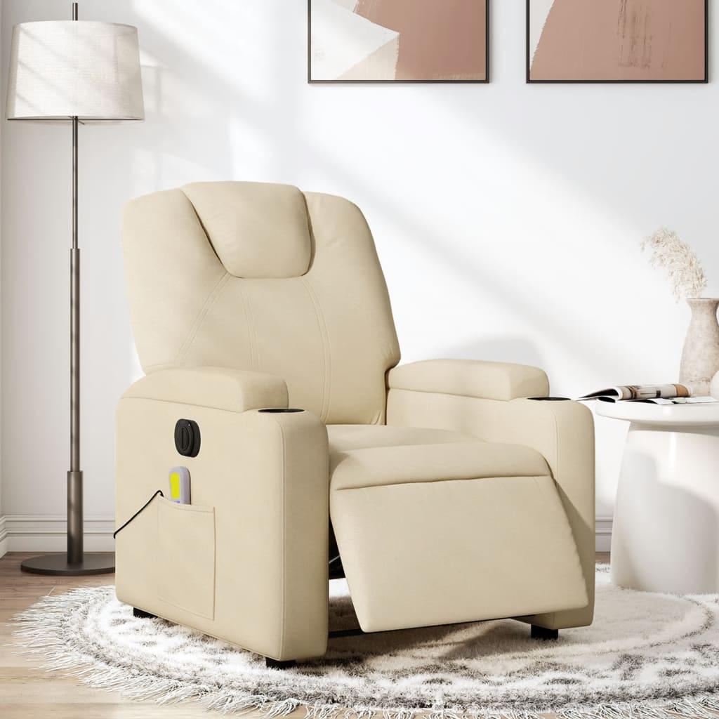 Eldrevet massagestol stof cremefarvet