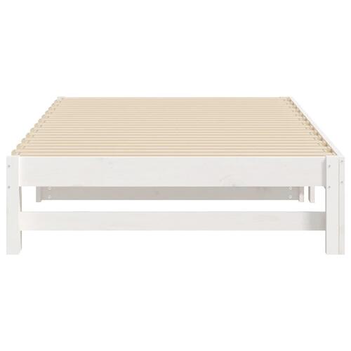 Daybed med udtræk 2x(90x200) cm massivt fyrretræ hvid