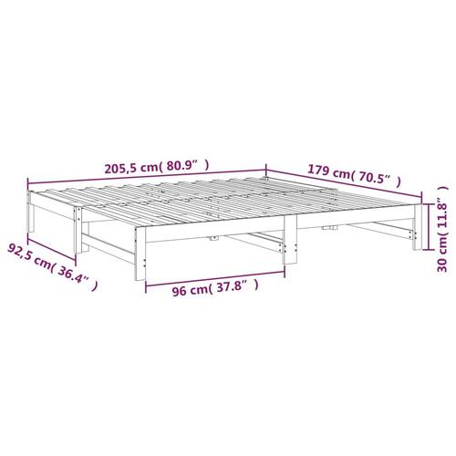 Daybed med udtræk 2x(90x200) cm massivt fyrretræ hvid