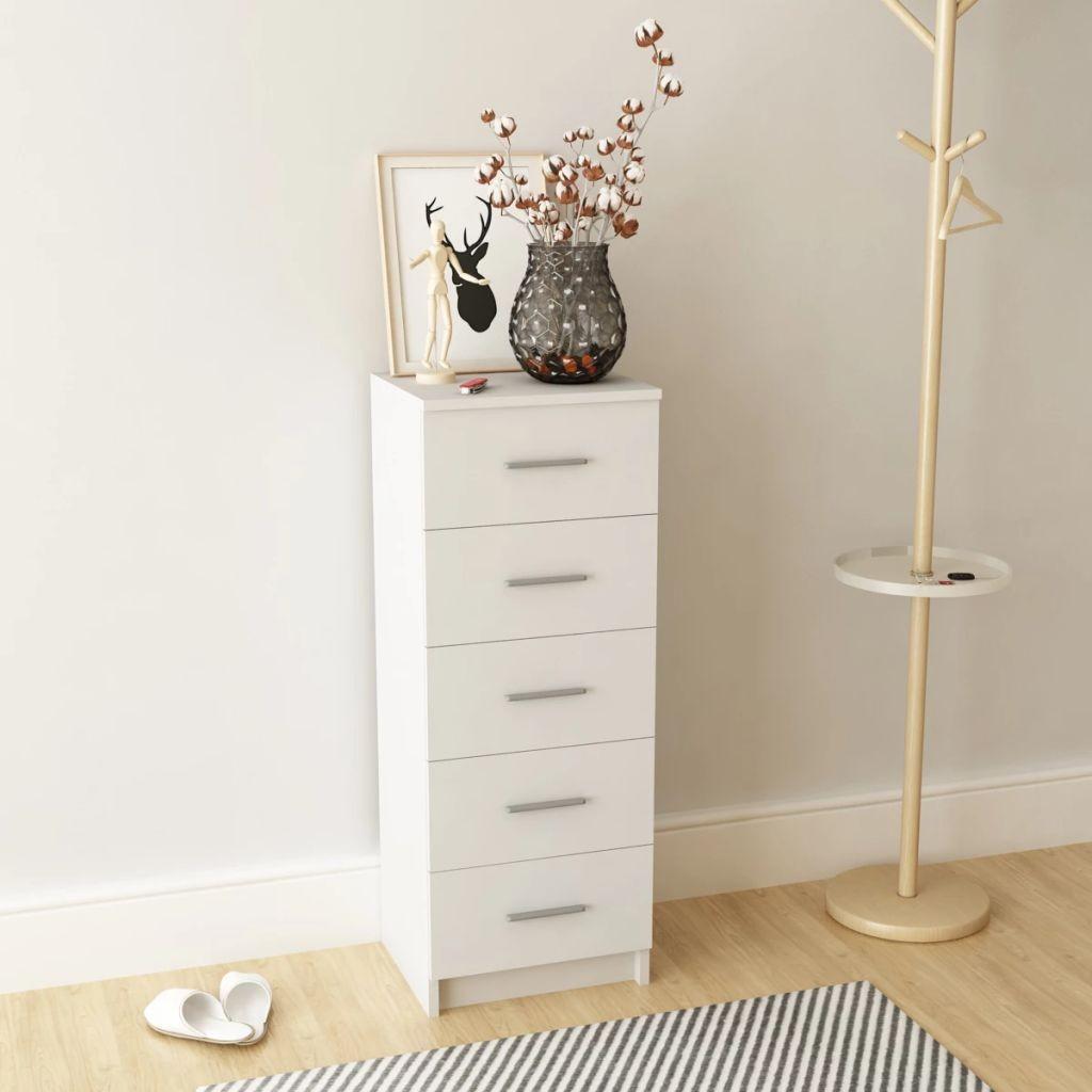 Høj kommode i spånplader 41 x 35 x 106 cm hvid