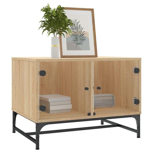 Sofabord med glaslåger 68,5x50x50 cm sonoma-eg