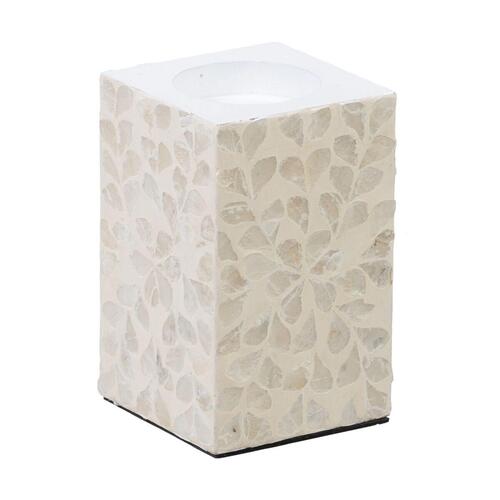 Lyseholder Beige Perlemor Træ MDF 10,5 x 10,5 x 16 cm