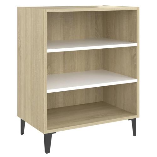 Skænk 57x35x70 cm konstrueret træ hvid og sonoma-eg