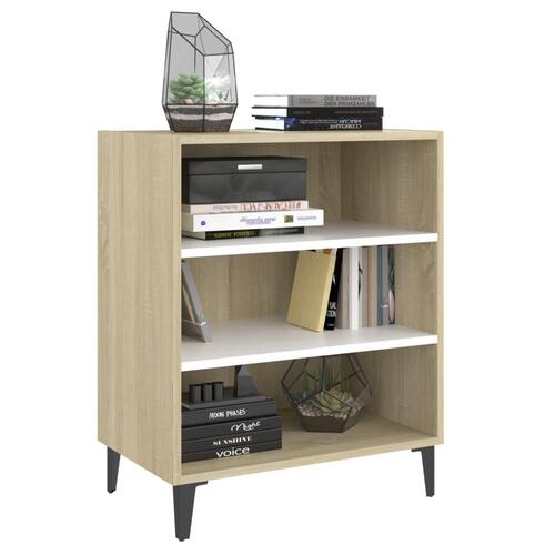 Skænk 57x35x70 cm konstrueret træ hvid og sonoma-eg