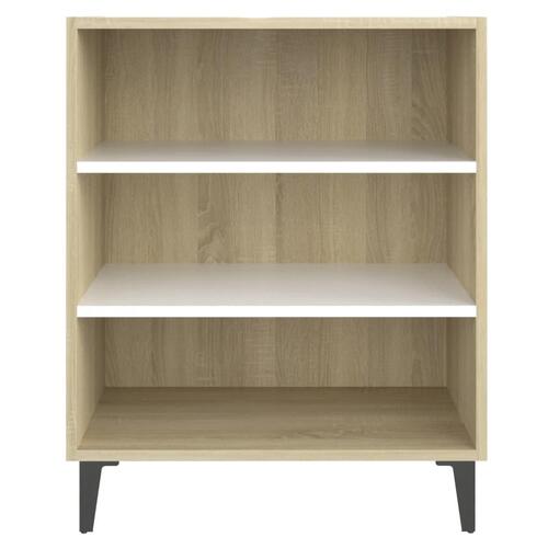 Skænk 57x35x70 cm konstrueret træ hvid og sonoma-eg