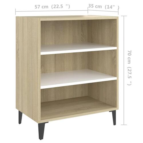 Skænk 57x35x70 cm konstrueret træ hvid og sonoma-eg