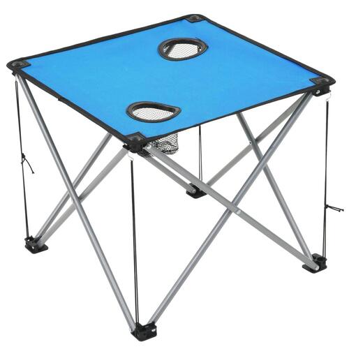 Campingbord og -stolesæt 3 dele blå