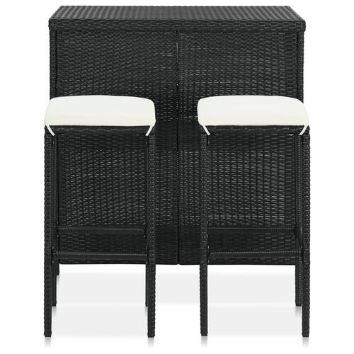 Barsæt 3 dele polyrattan sort