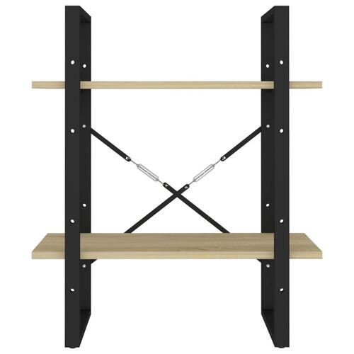 Bogreol med 2 hylder 60x30x70 cm konstrueret træ sonoma-eg