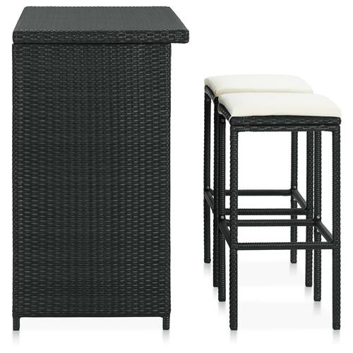 Barsæt 3 dele polyrattan sort