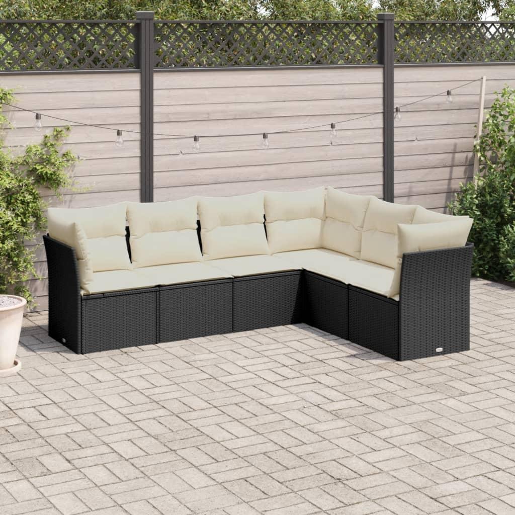 Sofasæt til haven 6 dele med hynder polyrattan sort billede